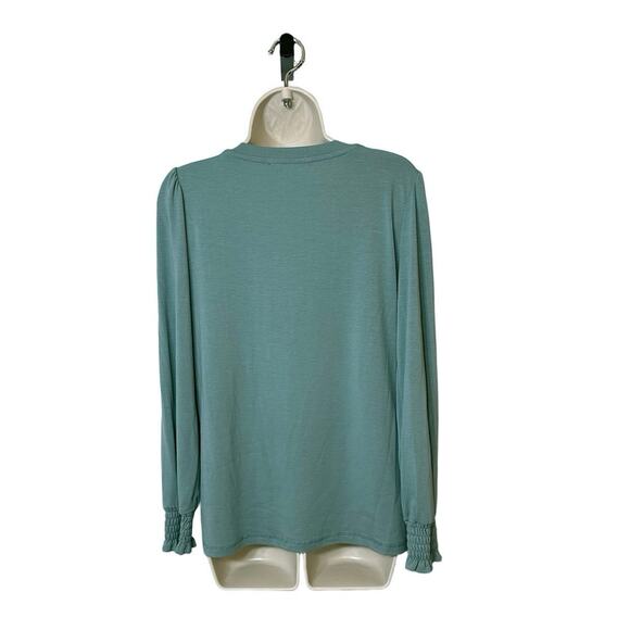 Automet Pleated Sage Blouse Womens M Soft Chic Giftable Holiday Top - Picture 2 of 5